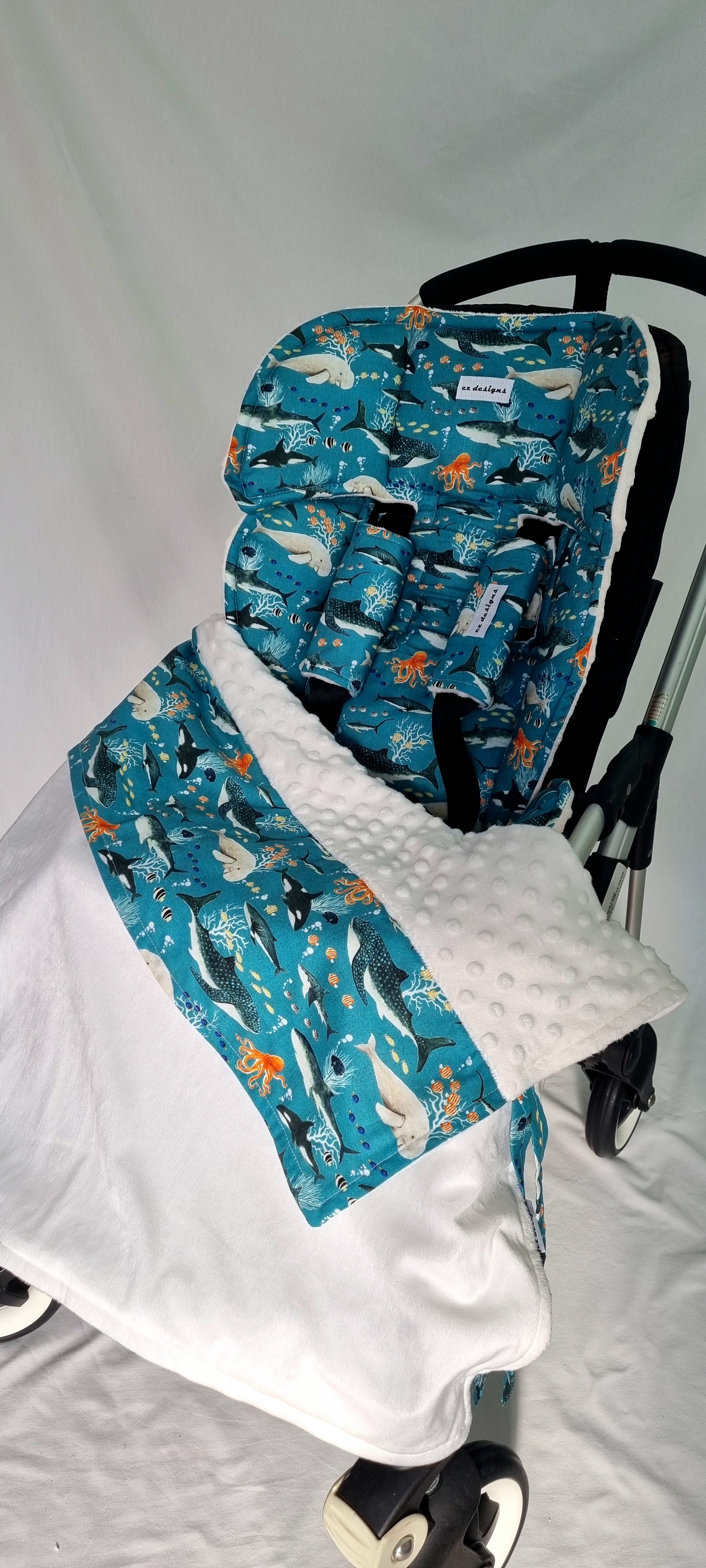 Tie on Pram Blanket cz designs