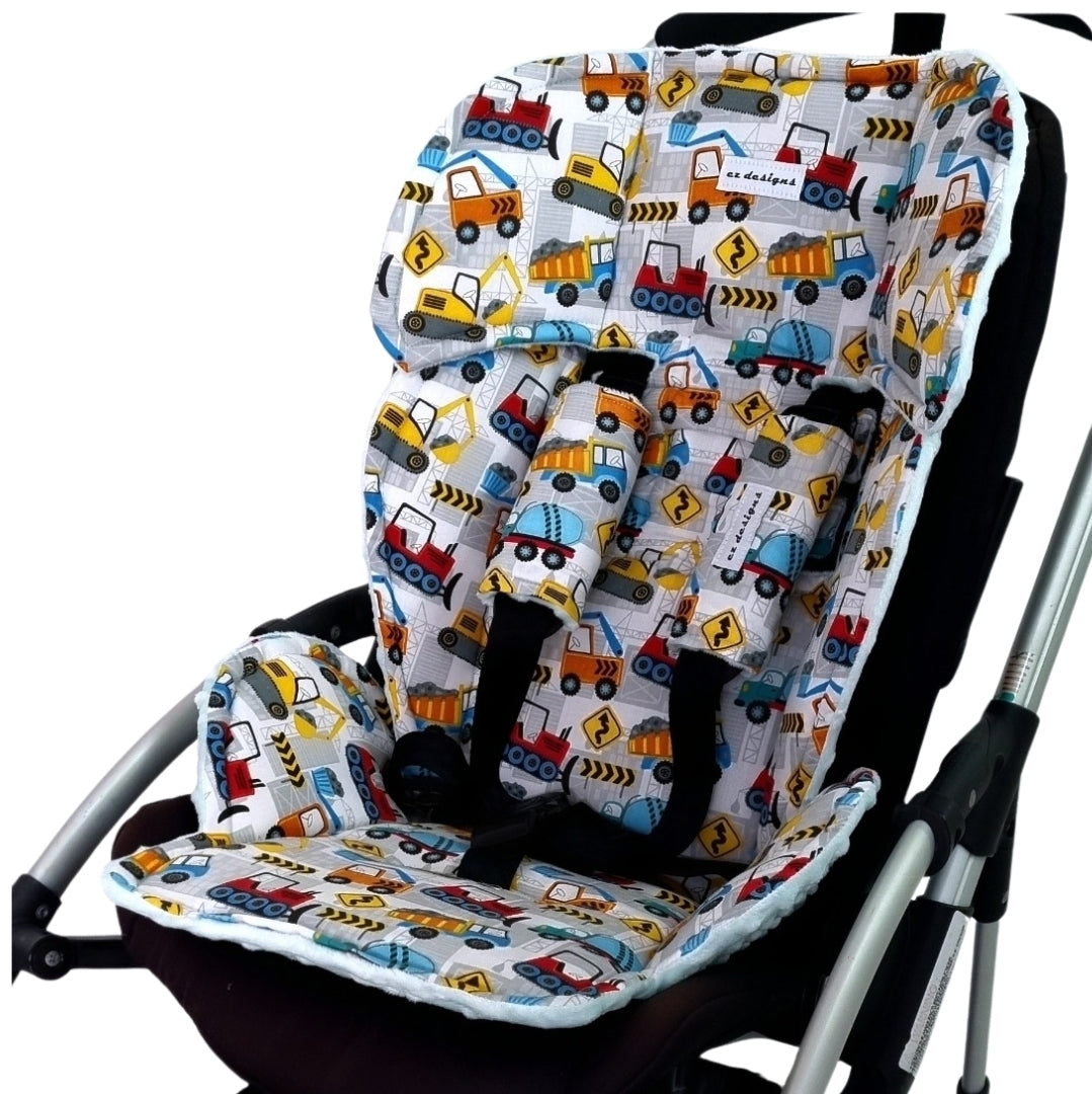Little Trucks Ultimate Universal Pram Liner w/Tie on Pram blanket for Caitlin ❤️