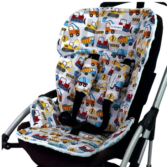 Little Trucks Ultimate Universal Pram Liner w/Tie on Pram blanket for Caitlin ❤️
